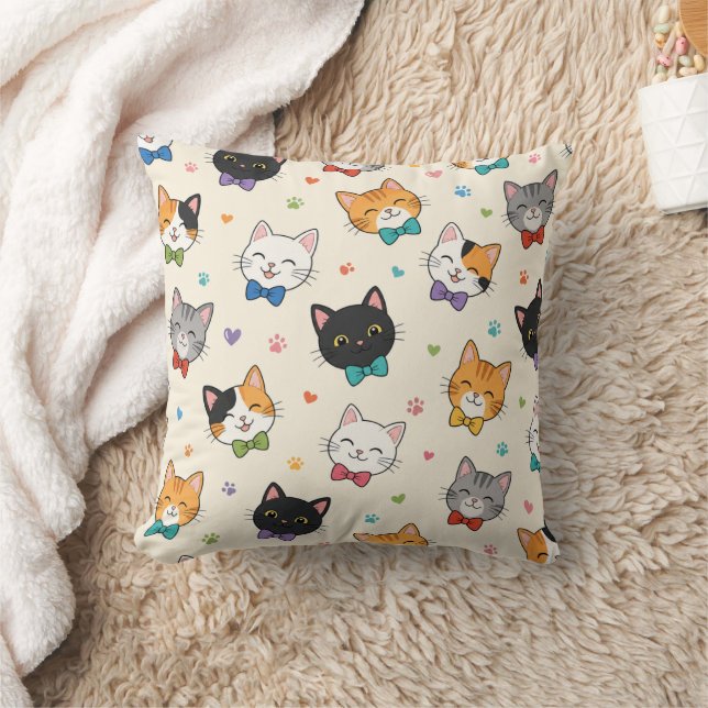 Smiling cats in bow ties cushion (Blanket)