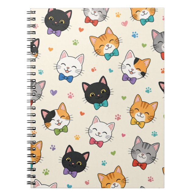 Smiling cats in bow ties notebook (Front)