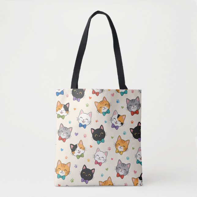 Smiling cats in bow ties tote bag (Front)