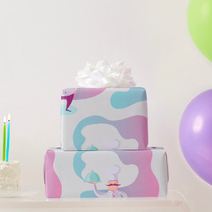 Smiling Chef with Moustache and Serving Tray  Wrapping Paper