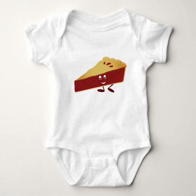 Smiling cherry pie slice baby bodysuit (Front)