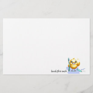 Smiling Chick with Dental Slogan Stationery