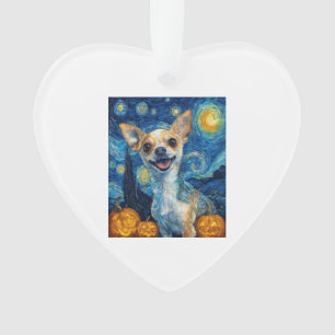 smiling chihuahua dog starry night by Van Gogh fin Ornament