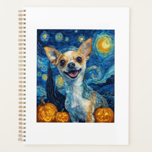 smiling chihuahua dog starry night by Van Gogh fin Planner