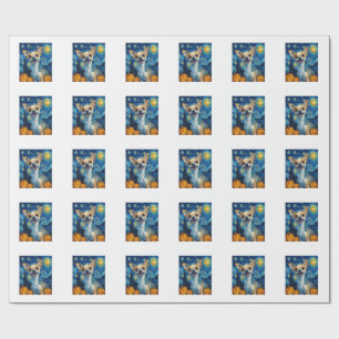 smiling chihuahua dog starry night by Van Gogh fin Wrapping Paper