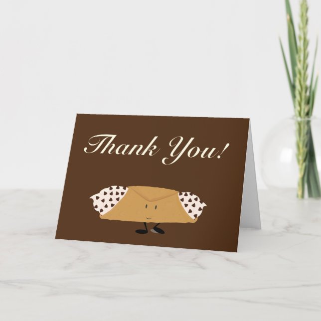 Smiling chocolate chip cannolo thank you card (Front)