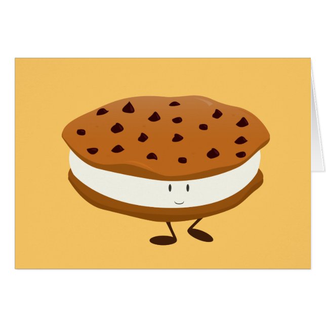 Smiling chocolate chip cookie sandwich (Front Horizontal)