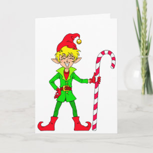 Smiling Christmas Elf Holiday Card