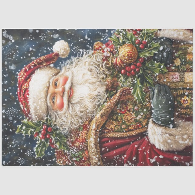 Smiling Christmas Santa Tissue Paper (Front)