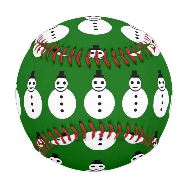 Smiling Christmas Snowman Baseball (Front)