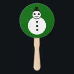 Smiling Christmas Snowman Hand Fan<br><div class="desc">This awesome hand fan features a smiling white Christmas snowman with black buttons and a top hat. He looks like one cool gent and would love to help you spread the joy of Christmas this year. The background is a festive shade of green.</div>