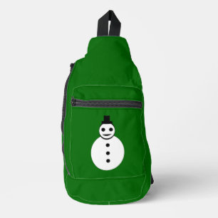 Smiling Christmas Snowman Patterned Sling Bag