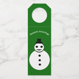 Smiling Christmas Snowman Personalised Bottle Tag
