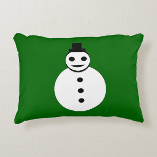 Smiling Christmas Snowman Pillow