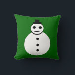 Smiling Christmas Snowman Pillow<br><div class="desc">This awesome pillow features a smiling white Christmas snowman with black buttons and a top hat. He looks like one cool gent and would love to help you spread the joy of Christmas this year. The background is a festive shade of green.</div>