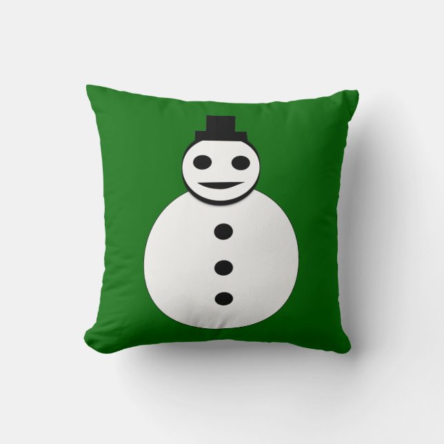 Smiling Christmas Snowman Pillow (Front)