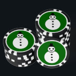 Smiling Christmas Snowman Poker Chips<br><div class="desc">This awesome set of poker chips features a smiling white Christmas snowman with black buttons and a top hat. He looks like one cool gent and would love to help you spread the joy of Christmas this year. The background is a festive shade of green.</div>