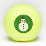 Smiling Christmas Snowman Tennis Balls<br><div class="desc">This awesome set of tennis balls features a smiling white Christmas snowman with black buttons and a top hat. He looks like one cool gent and would love to help you spread the joy of Christmas this year. The background is a festive shade of green.</div>