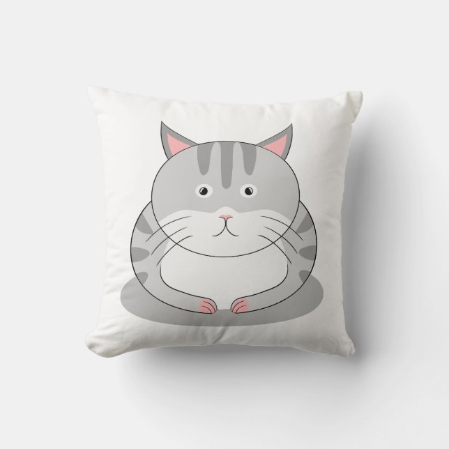 Smiling Chubby Cat Default With Patter on Back Cushion (Front)