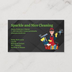 Smiling Cleaning Lady Cleaners Business Card