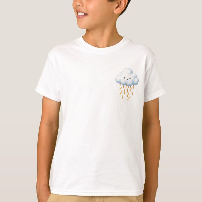 Smiling Cloud Raining French Fries Kids T-Shirt (Front)