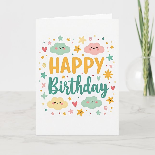 Smiling Clouds Birthday Card (Front)