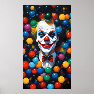 SMILING CLOWN IN BALL PIT POSTER