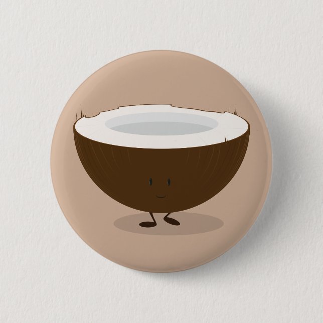 Smiling coconut 6 cm round badge (Front)