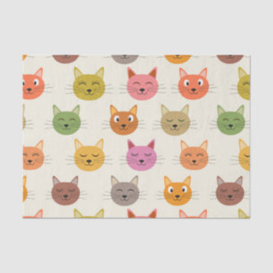 Smiling Colourful Happy Cats pattern    Tissue Paper