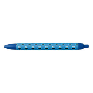 Smiling Cookie Monster Pattern Blue Ink Pen