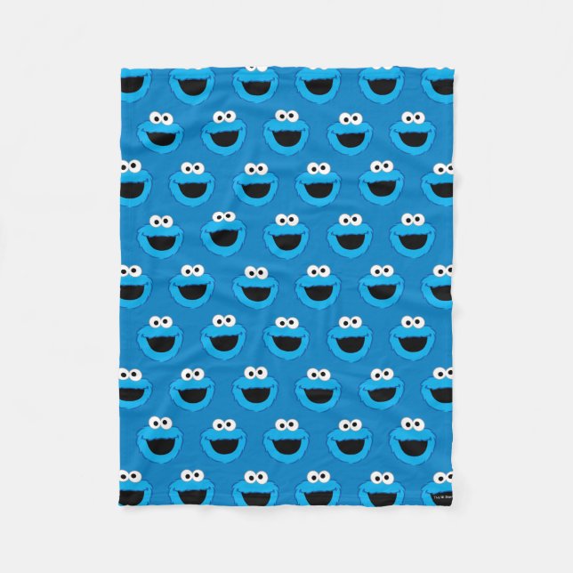 Smiling Cookie Monster Pattern Fleece Blanket (Front)