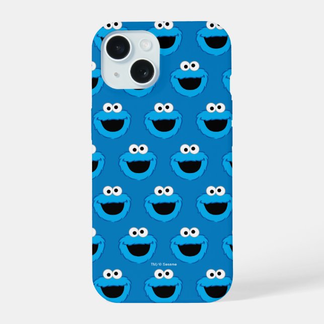 Smiling Cookie Monster Pattern iPhone 15 Case (Back)