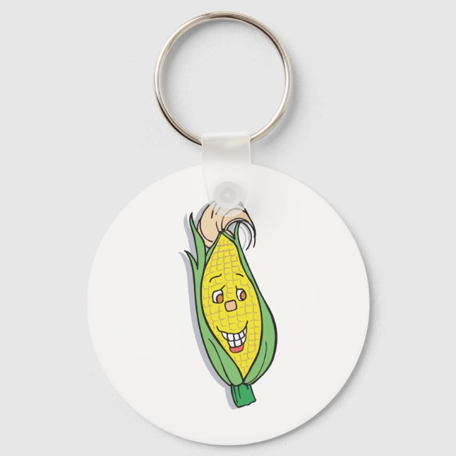 smiling corn character key ring (Front)