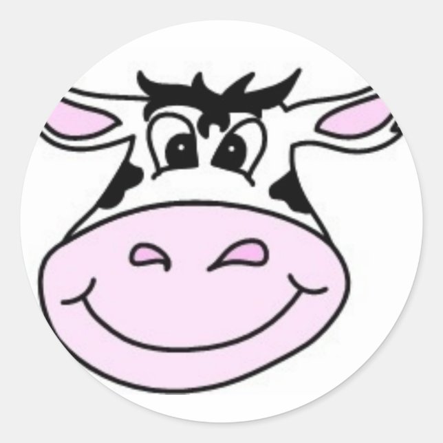 Smiling Cow Classic Round Sticker (Front)