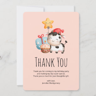 Smiling Cow Cute Adorable Birthday Thank You Card