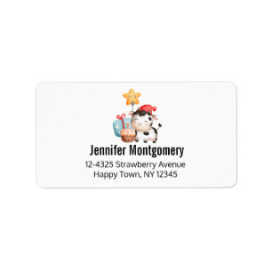 Smiling Cow Cute Adorable Party Label