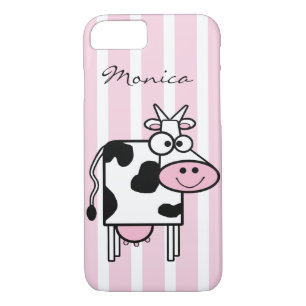 Smiling Cow Girly Animal Print Monogrammed Case-Mate iPhone Case