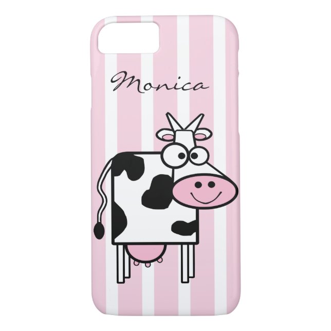 Smiling Cow Girly Animal Print Monogrammed Case-Mate iPhone Case (Back)
