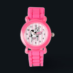Smiling Cow Girly Animal Print Watch<br><div class="desc">A fun girly animal print design with a smiling cow against a wide striped background in pink and white.</div>