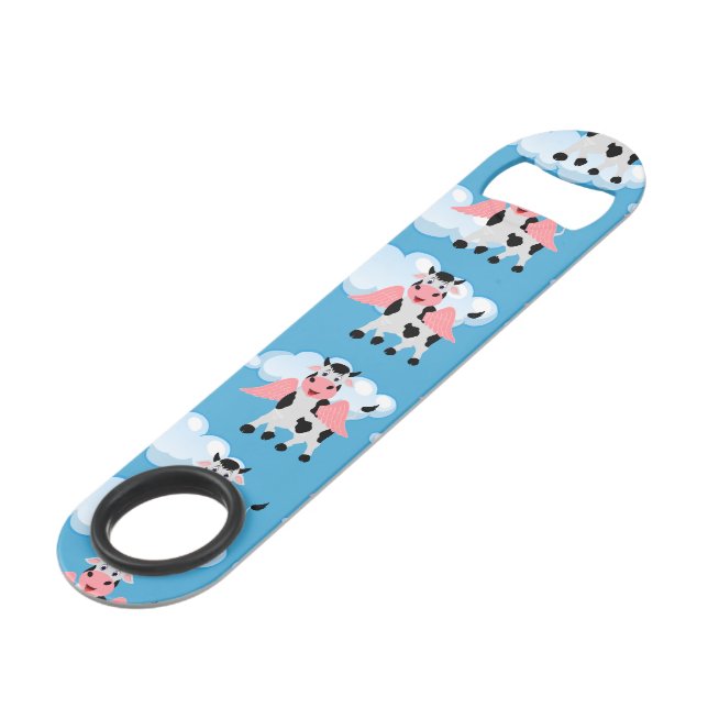 Smiling Cow Pink Wings Flying Animal Funny Cartoon (Front Angled)