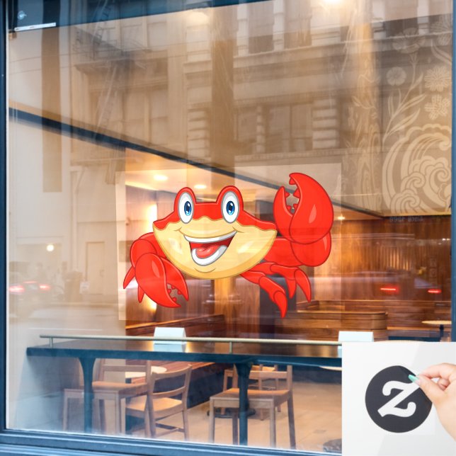 Smiling Crab Seafood Restaurant Cartoon Character (Cafe Window)