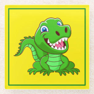 Smiling Crocodile Cartoon-64836 Glass Coaster