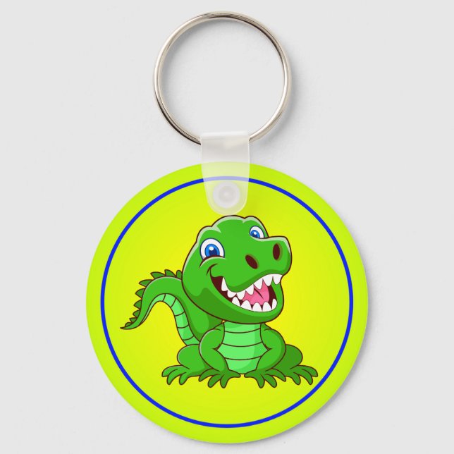 Smiling Crocodile Cartoon-64836 Key Ring (Front)