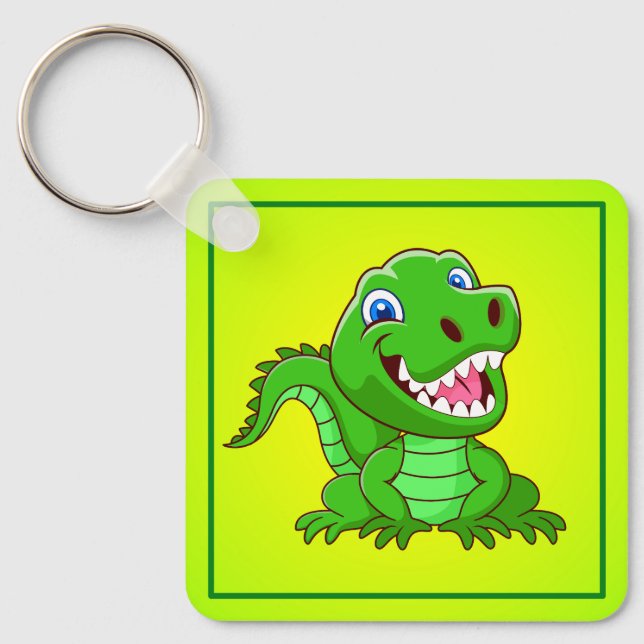 Smiling Crocodile Cartoon  Key Ring (Front)