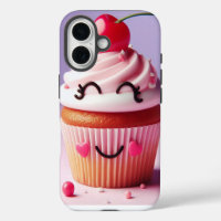 Smiling Cupcake with Cherry - Sweet Delight Design