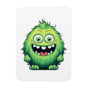 Smiling Cute Green Monster Cartoon Magnet