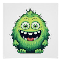 Smiling Cute Green Monster Cartoon