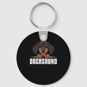 Smiling Dachshund Key Ring