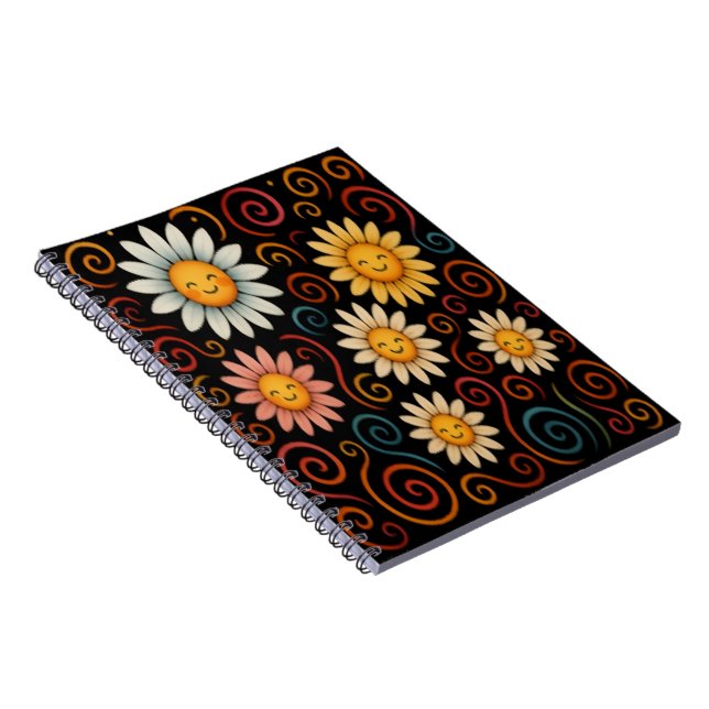 Smiling Daisies & Swirls Spiral Photo Notebook (Right Side)