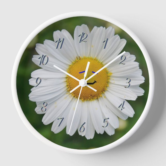 Smiling Daisy Acrylic Wall Clock (Front)